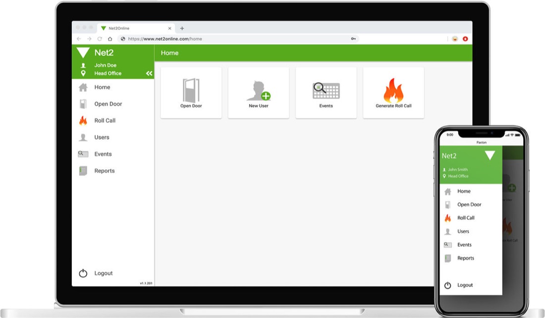 Access control software on a laptop and phone