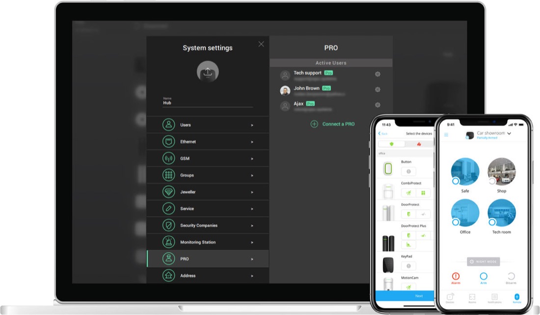 Alarm app on a laptop and phone