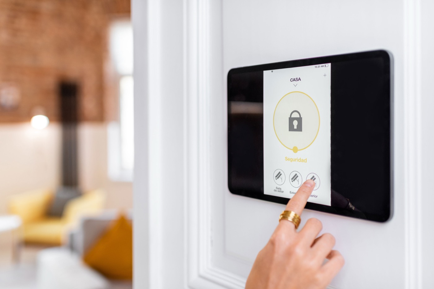 Alarm control panel on a wall